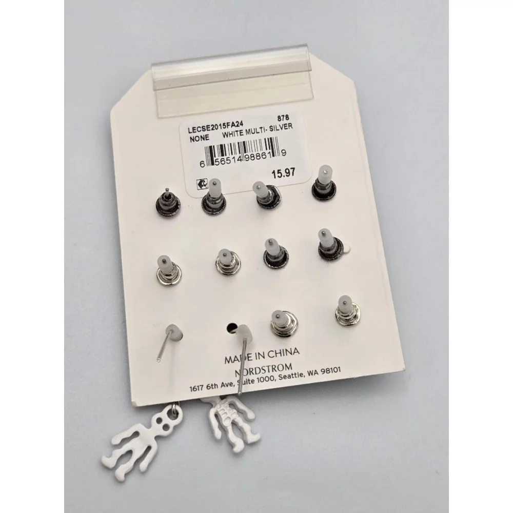 Leith Halloween Earrings, Set of Six, Black Silver, Spooky, Fun, NWT